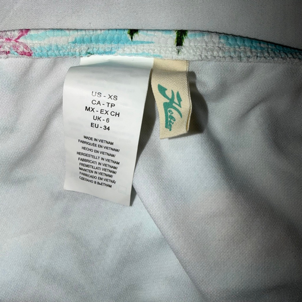 NWT Hobie Tropical Palm Tree Bikini Bottoms XS Blue White Floral Strappy Sides - Picture 5 of 8